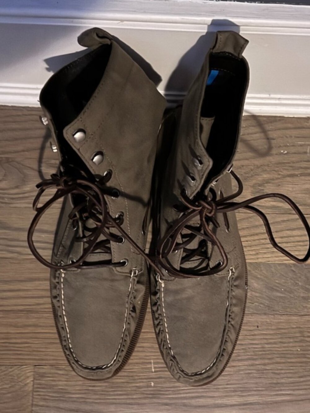 Sperry Mens Top-Sider Canvas Lace-Up Boots, Olive Green,Size 12, Great Condition - Picture 2 of 8
